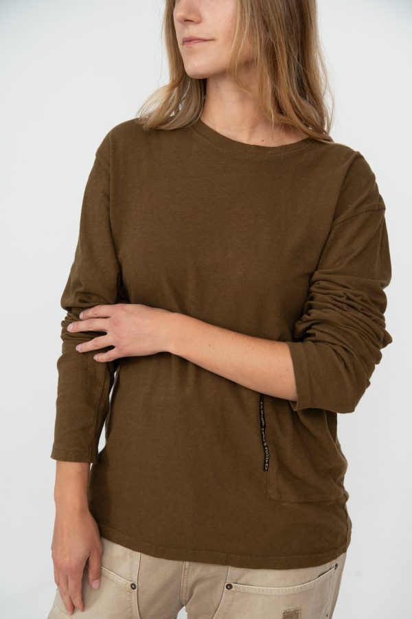 Gauze Jersey BISCUIT Pocket Long Sleeve T Shirt - Image 8