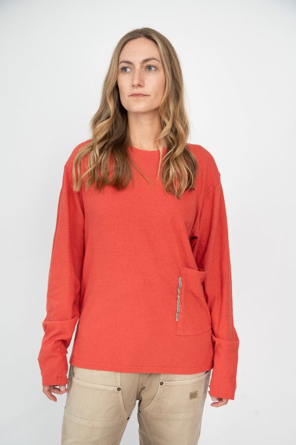 Gauze Jersey BISCUIT Pocket Long Sleeve T Shirt - Image 3
