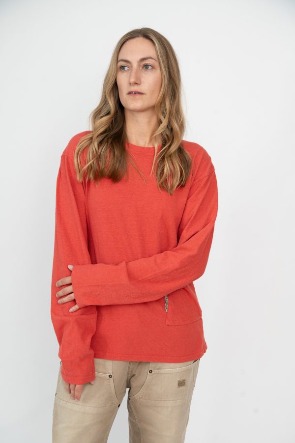 Gauze Jersey BISCUIT Pocket Long Sleeve T Shirt