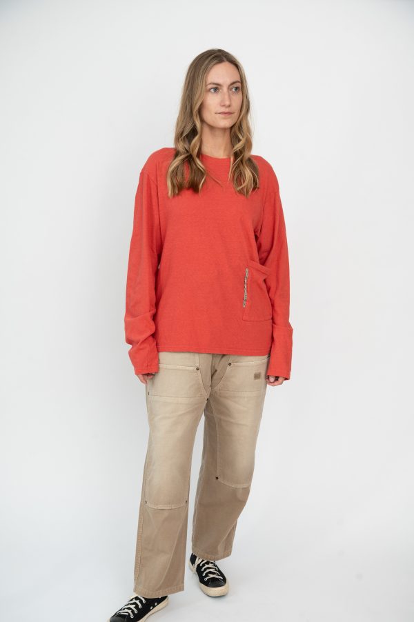 Gauze Jersey BISCUIT Pocket Long Sleeve T Shirt - Image 2