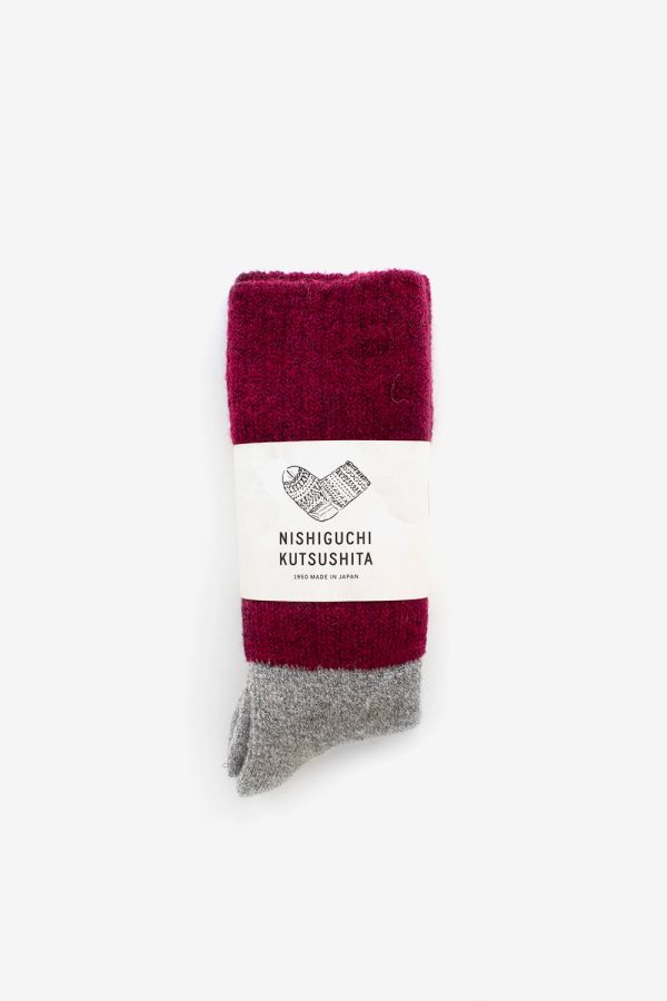 Mohair Pile Socks, Bordeaux - Image 2