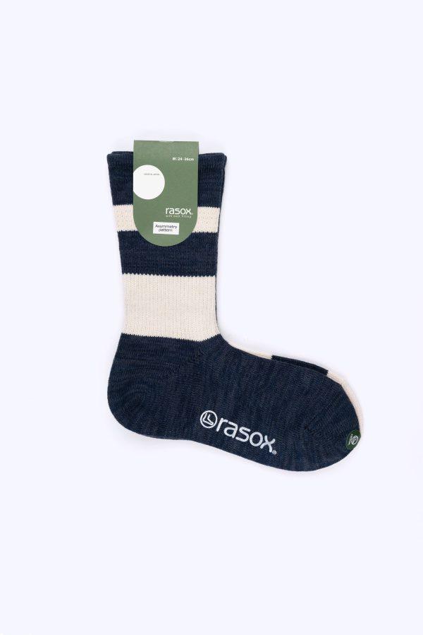 Asymmetry Socks Navy and Ecru