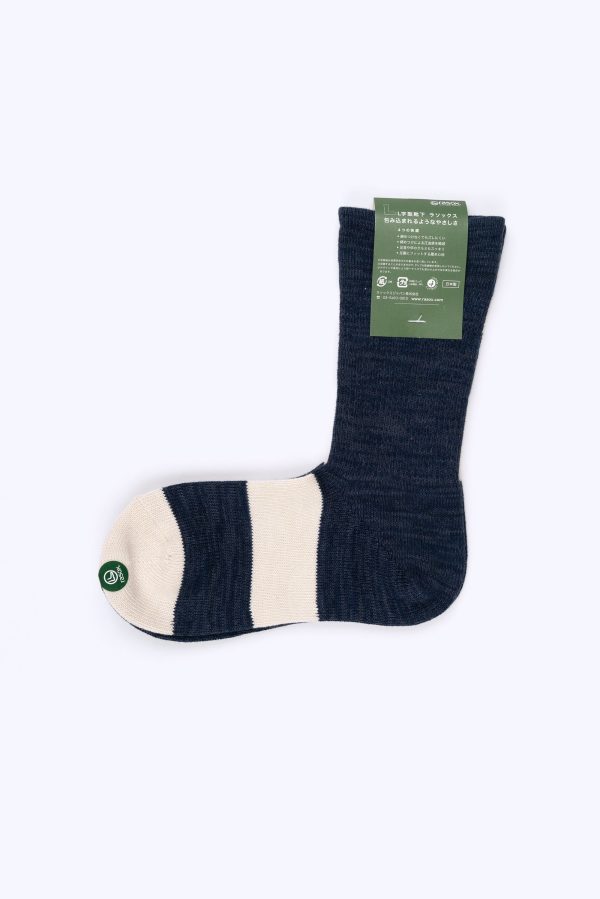 Asymmetry Socks Navy and Ecru - Image 2