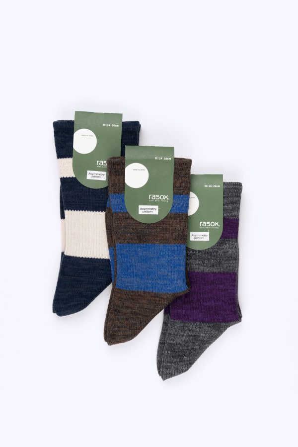 Asymmetry Socks Navy and Ecru - Image 3