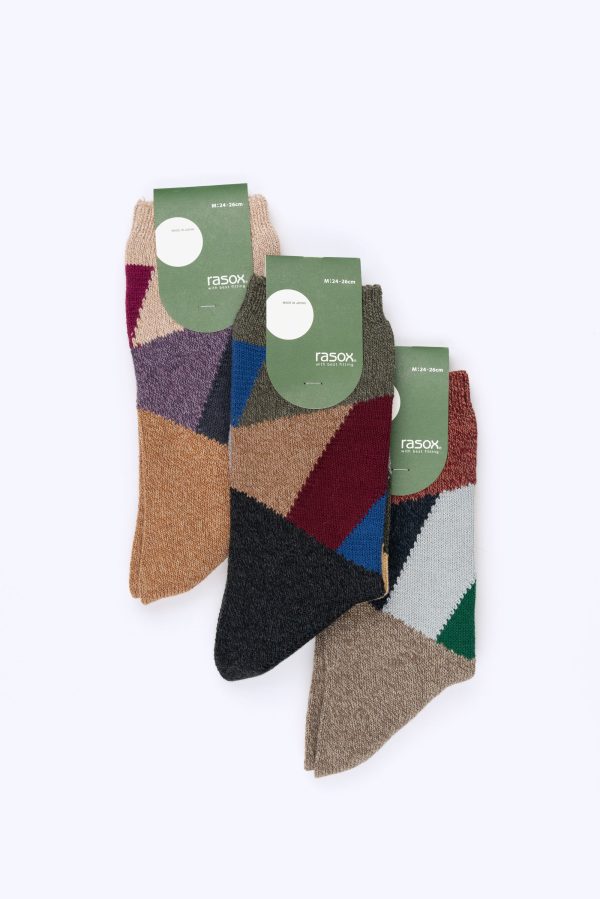 Geometric Socks, Olive - Image 2